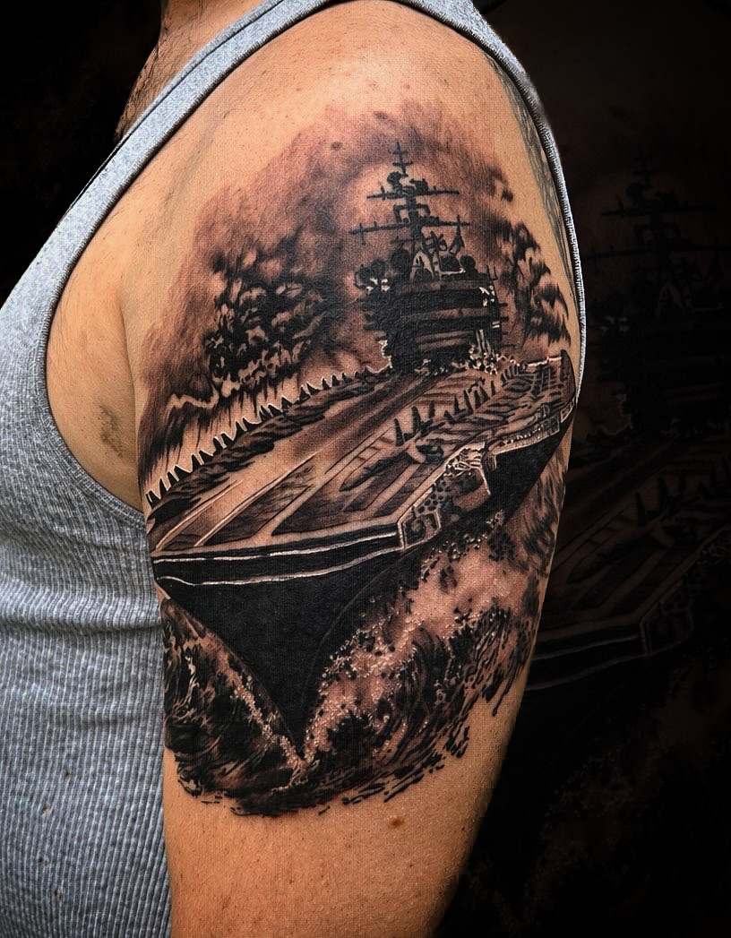 Tattoo by @devilismycopilot — black_and_grey, realism