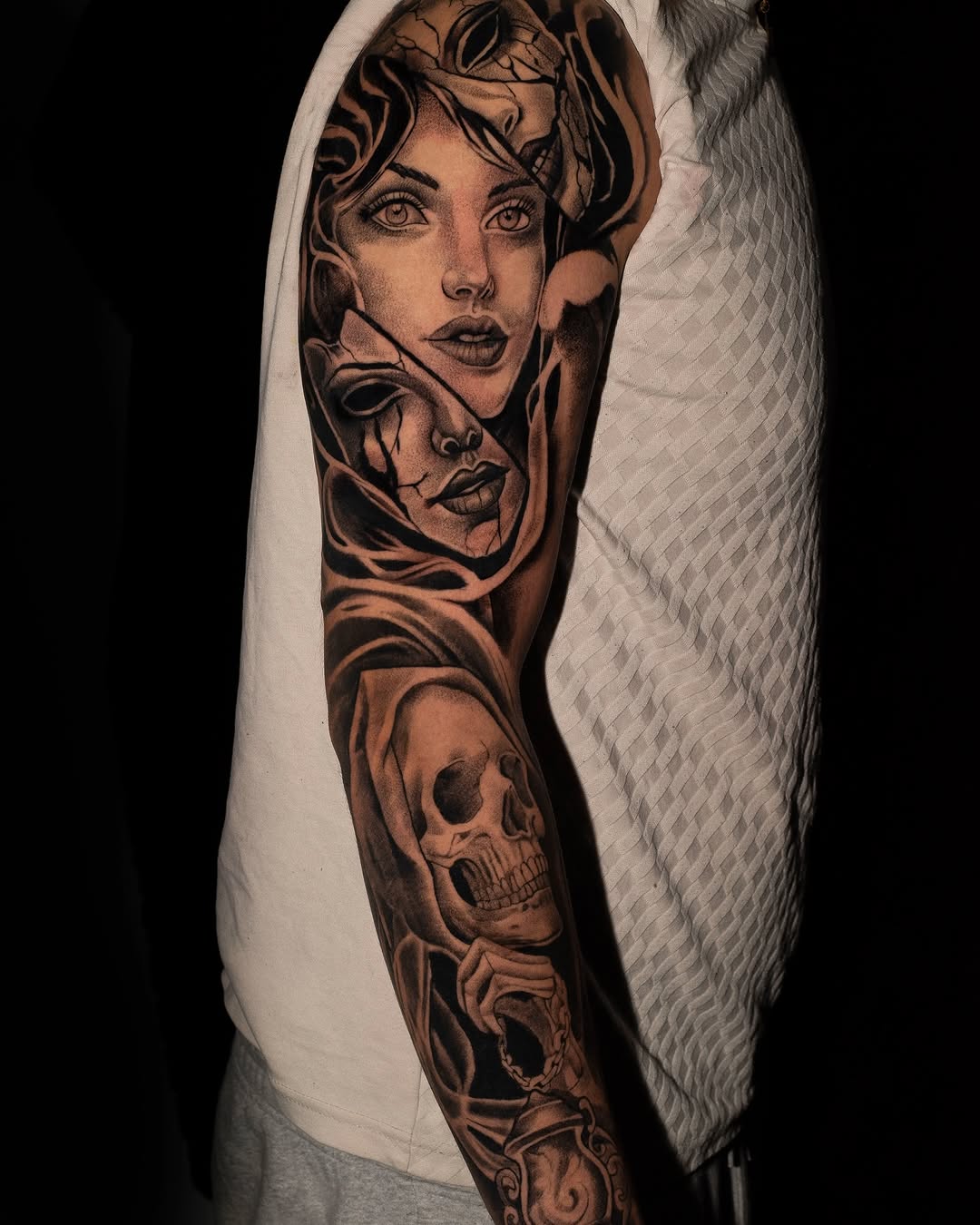 Tattoo by @javiink_rm — realism, black_and_grey