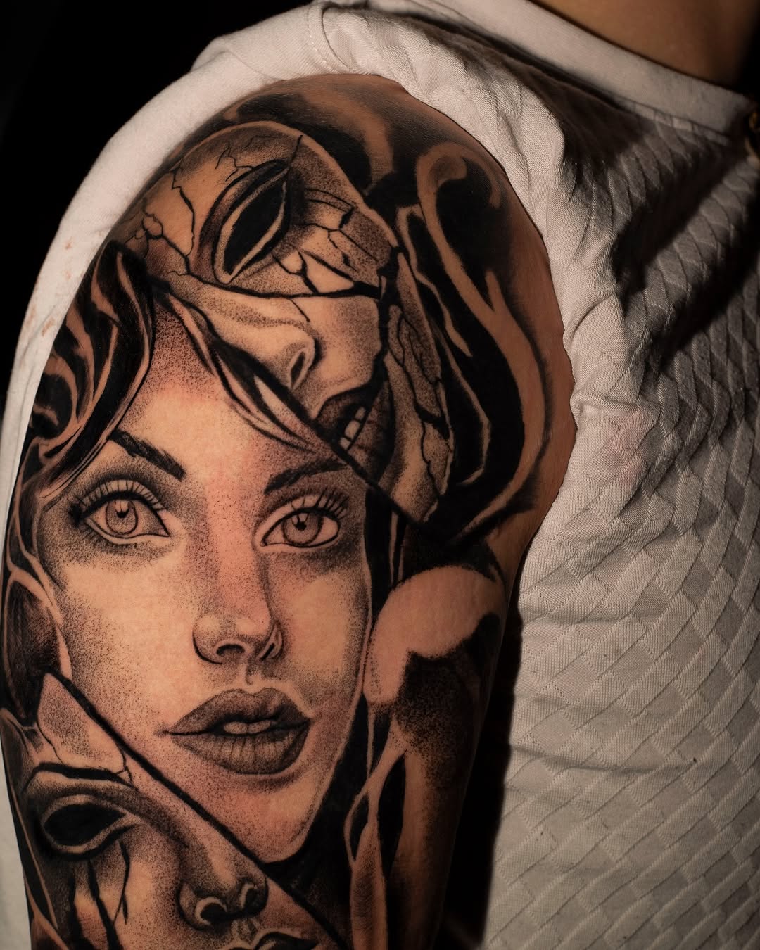 Tattoo by @javiink_rm — realism, black_and_grey