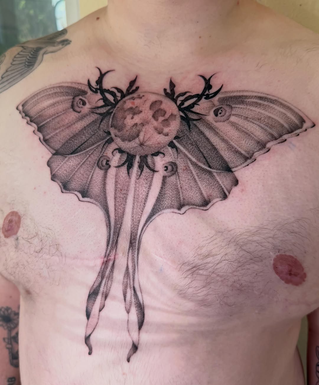 Tattoo by @polarizedbaby — dotwork, black_and_grey