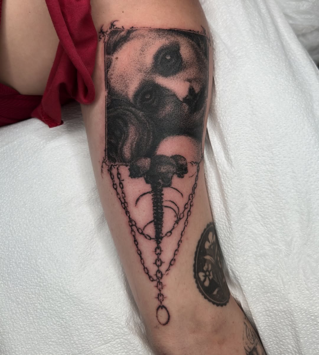 Tattoo by @macbeth_art — dark_realism, black_and_grey