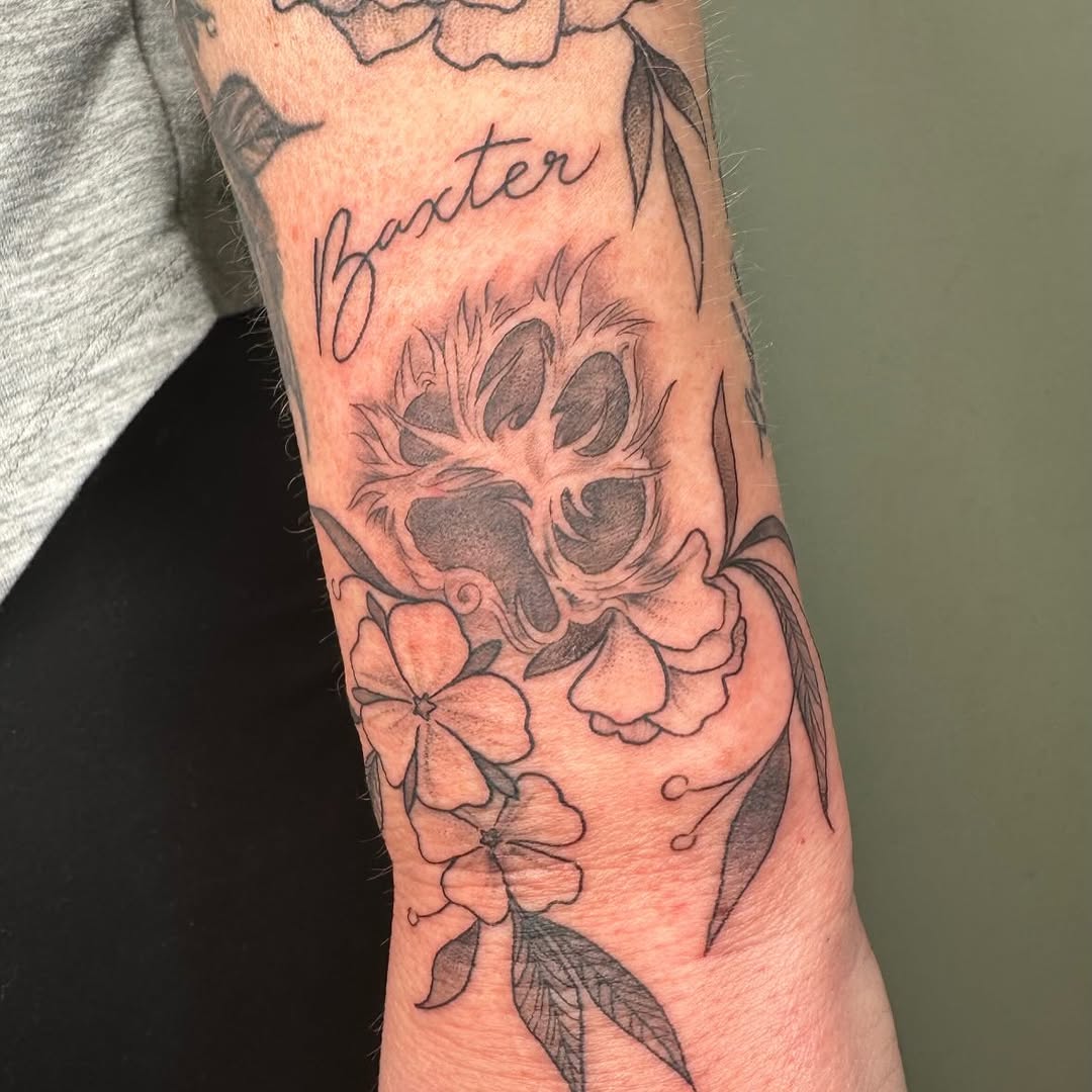 Tattoo by @hunterdoestattoos — lettering_script, black_and_grey