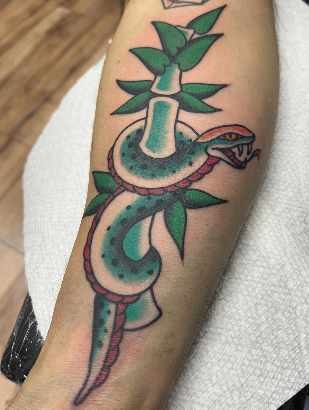 Tattoo by @paintingtattoos — american_traditional, illustrative
