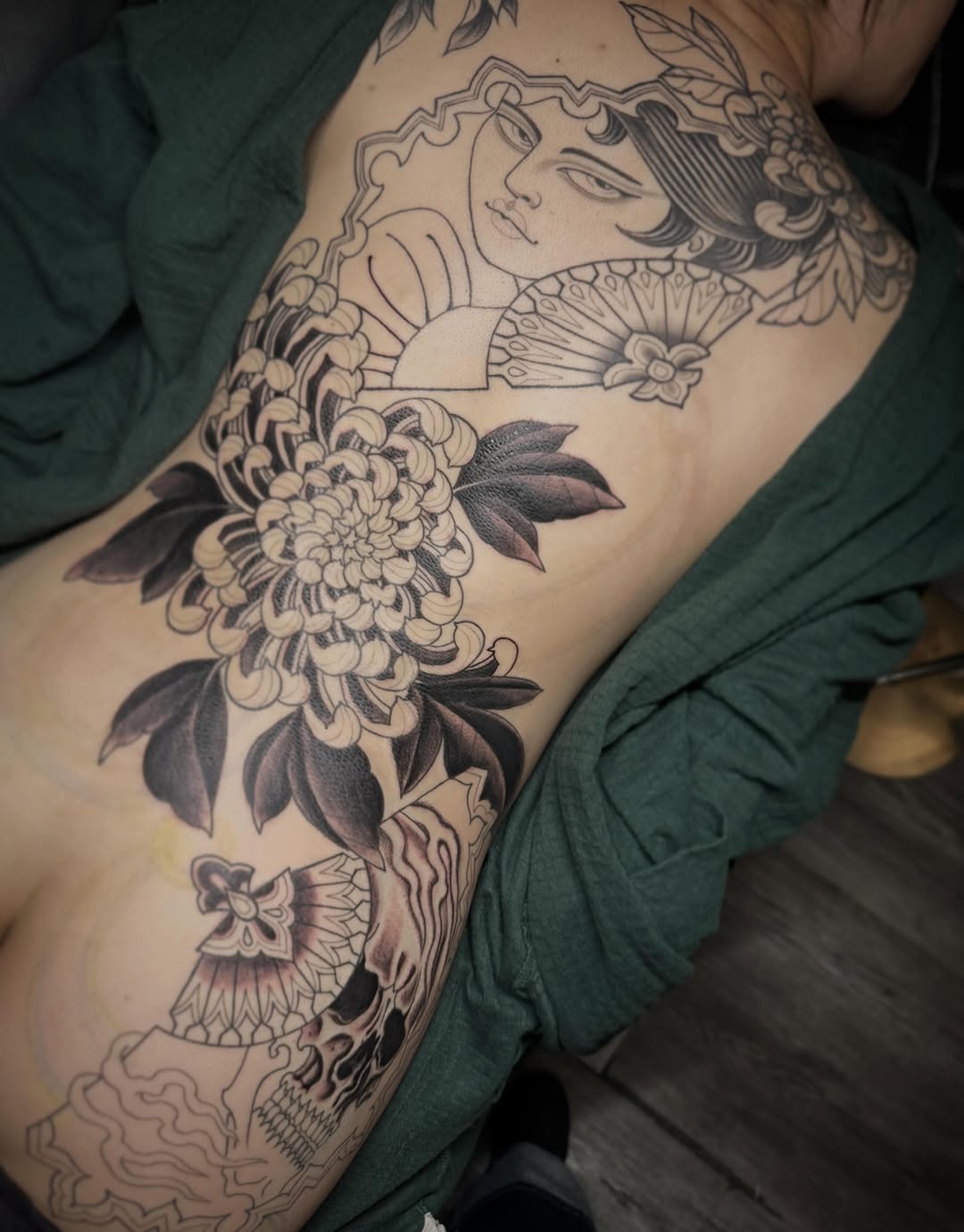 Tattoo by @ladywilson.tattoo โ japanese_irezumi, black_and_grey
