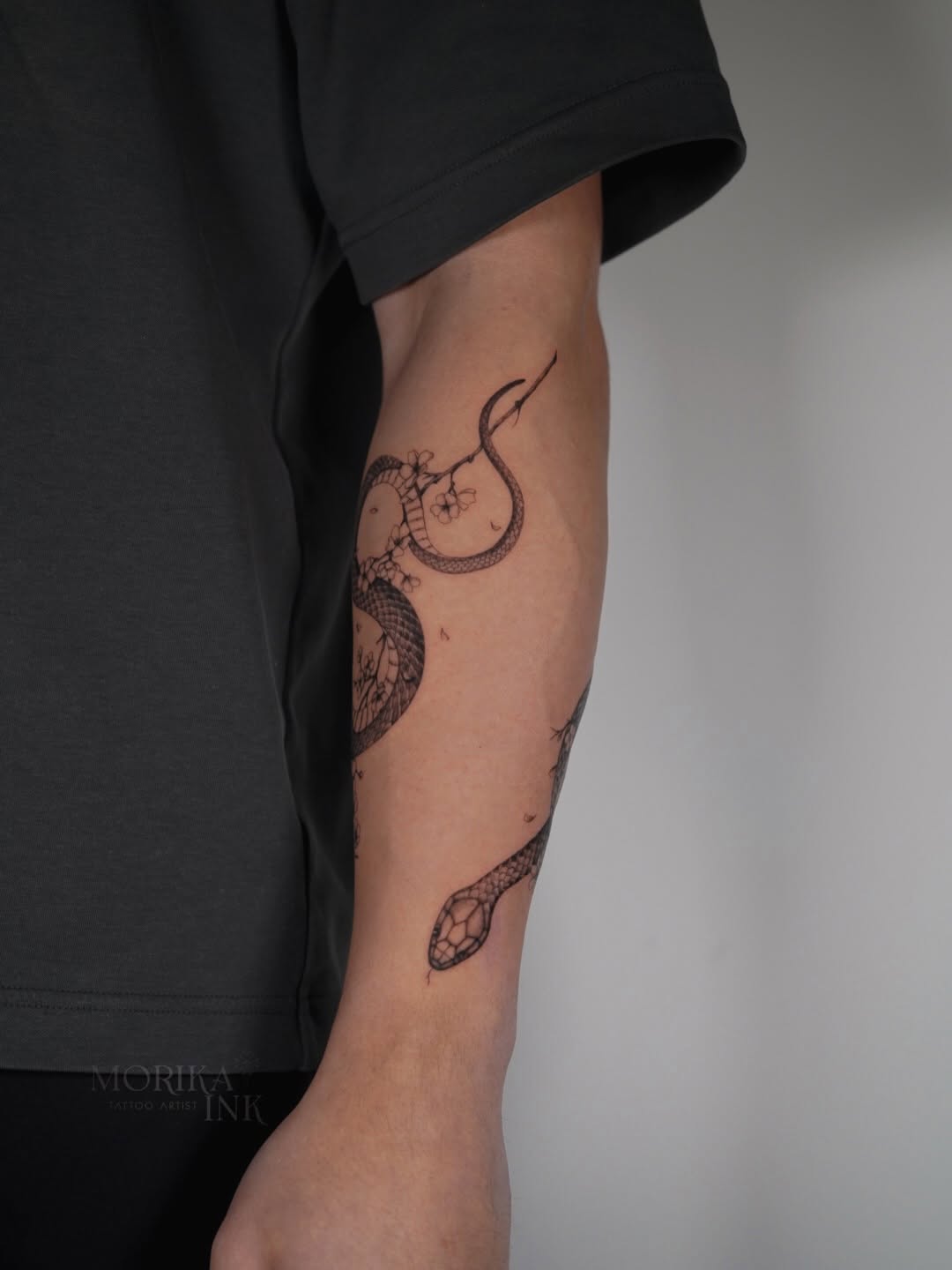 Tattoo by @morika.ink — fine_line, black_and_grey
