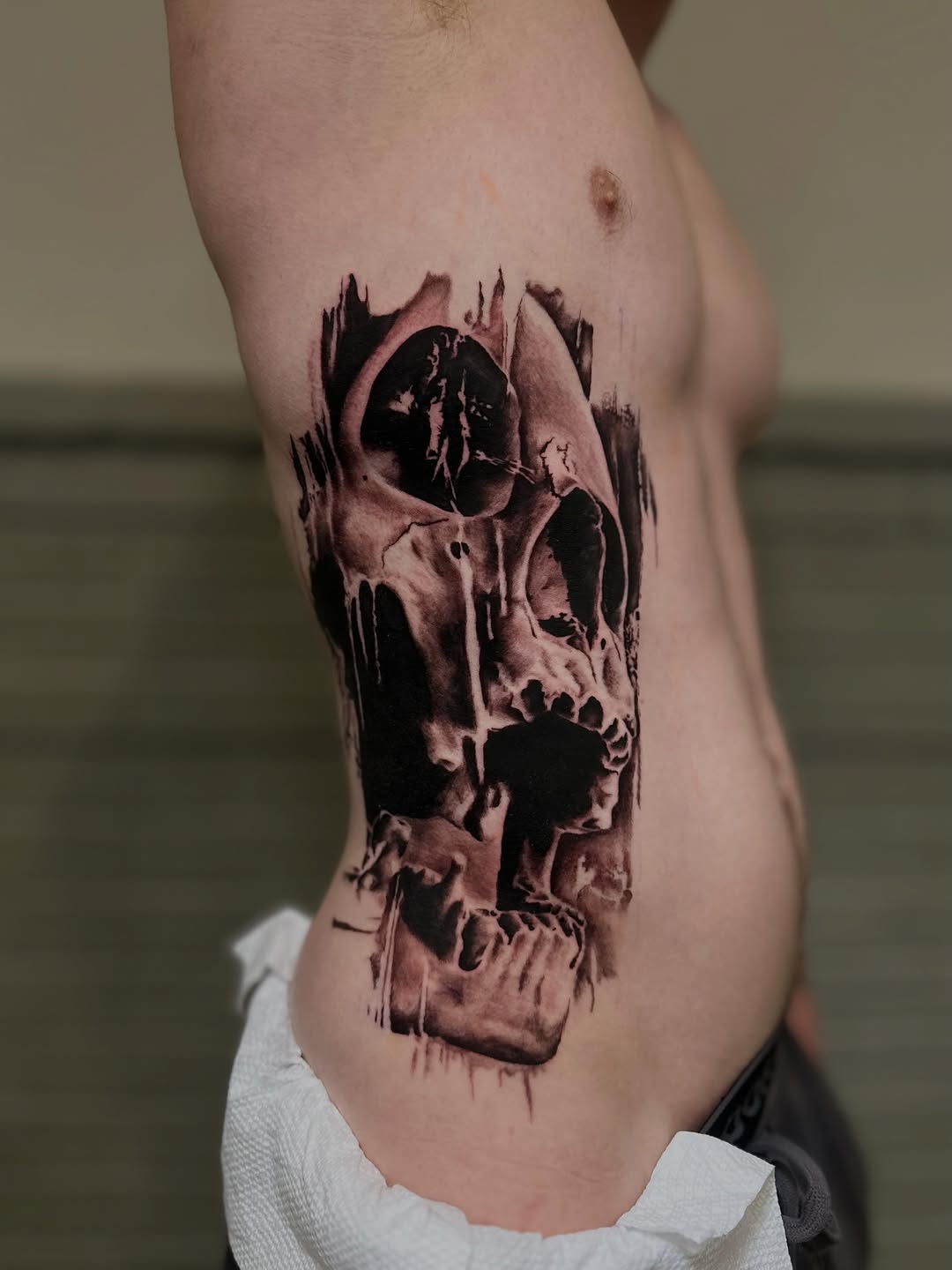 Tattoo by @dxmon.ttt โ realism, black_and_grey
