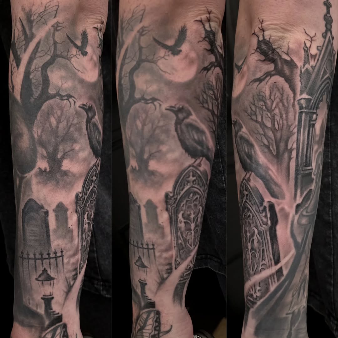 Tattoo by @samanthamcquillanart โ black_and_grey, dark_realism