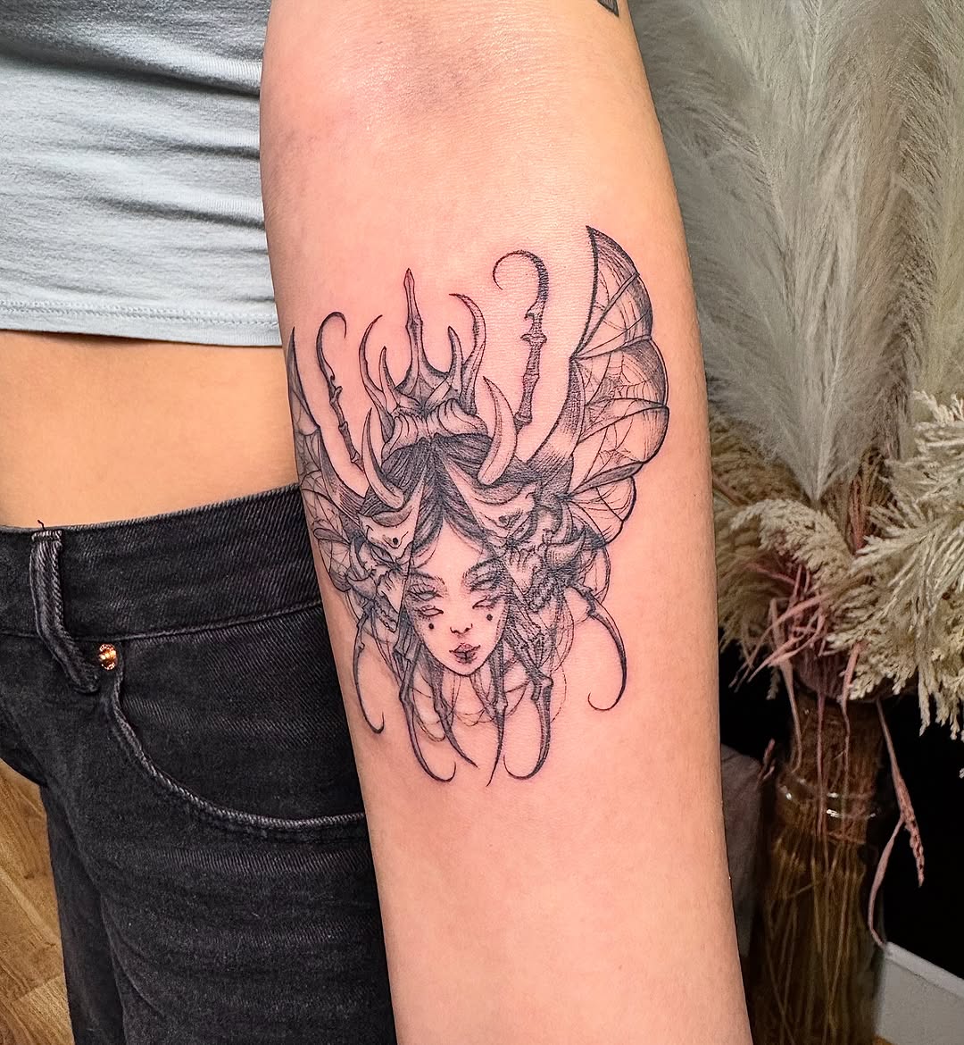 Tattoo by @cass.tats — illustrative, black_and_grey
