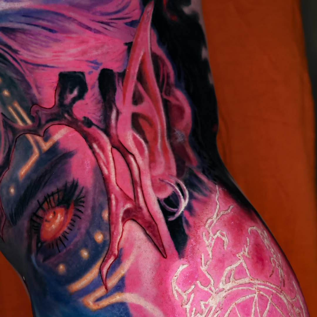 Tattoo by @xcalibertattoo — new_school, trash_polka