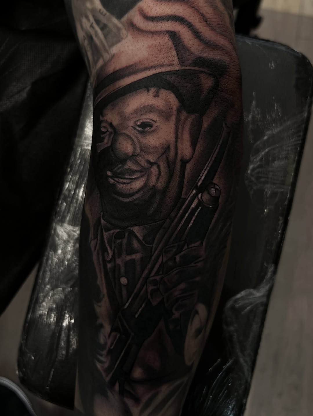 Tattoo by @nickbridwelltattoo — realism, black_and_grey