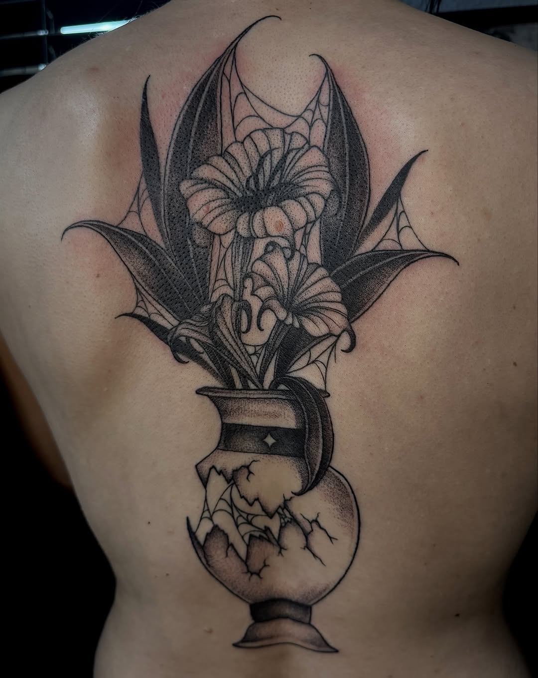 Tattoo by @porcelain_tats — black_and_grey, dotwork