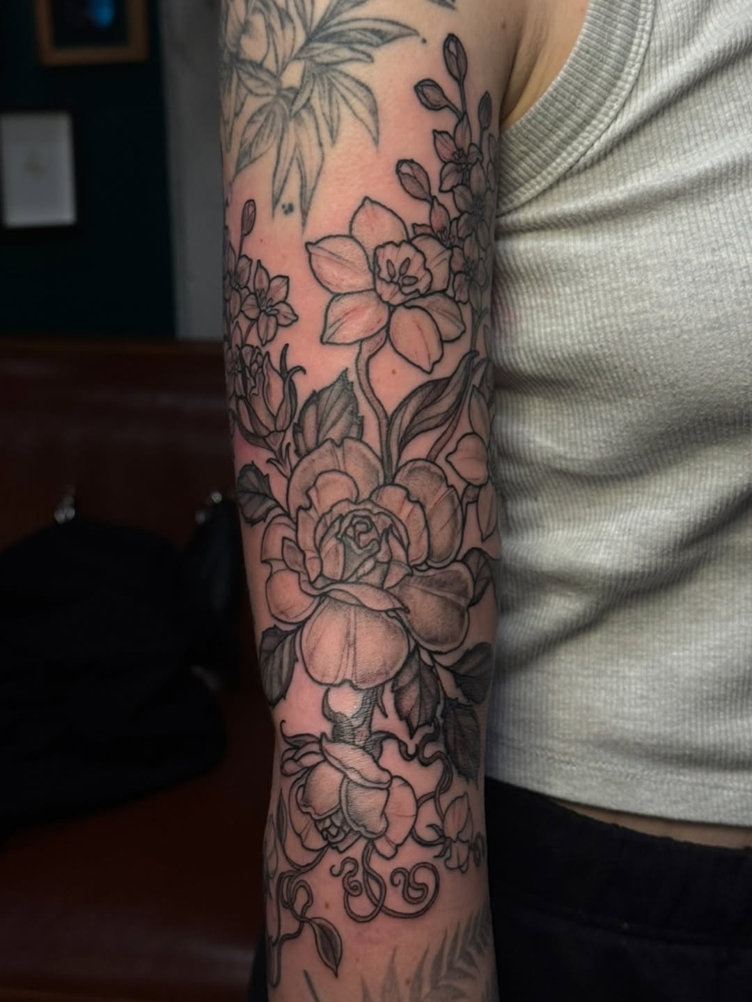 Tattoo by @tattoosbyjessiej — illustrative, black_and_grey