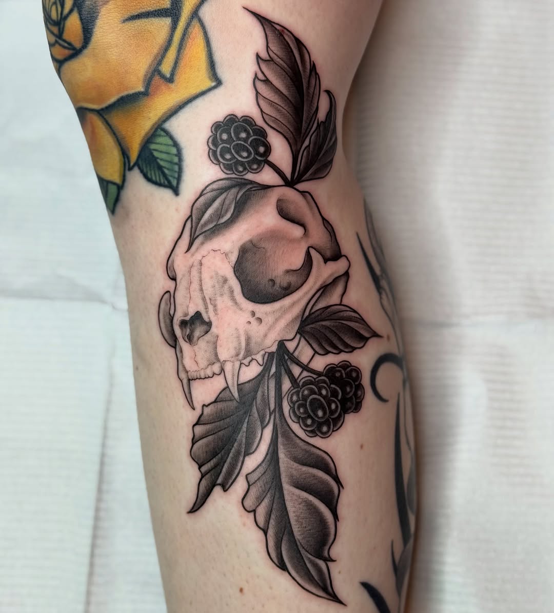 Tattoo by @lilymyriatattoos — black_and_grey, illustrative