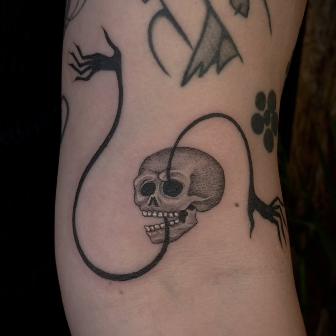 Tattoo by @carmensdarkgallery — black_and_grey, dark_realism