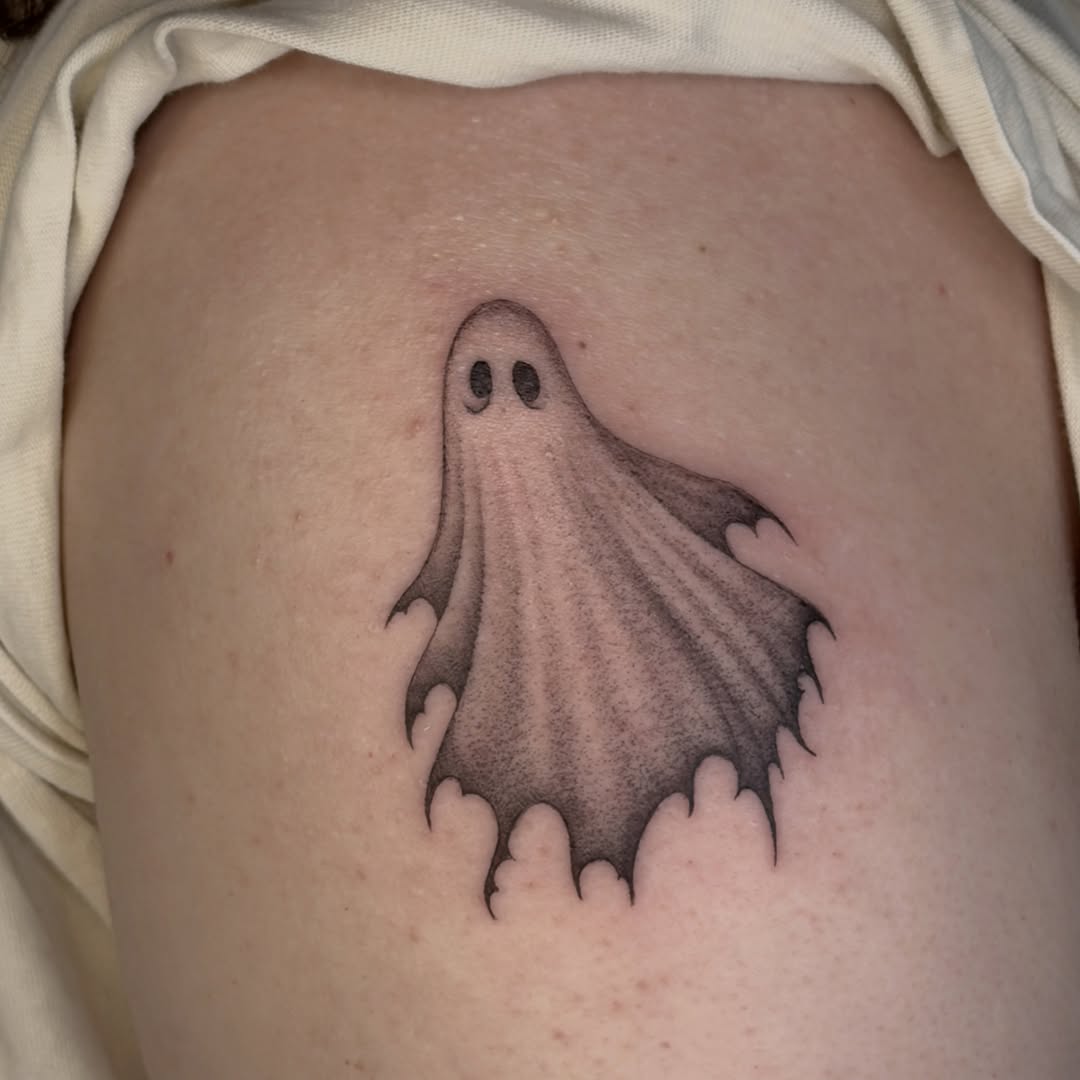 Tattoo by @carmensdarkgallery — black_and_grey, dotwork