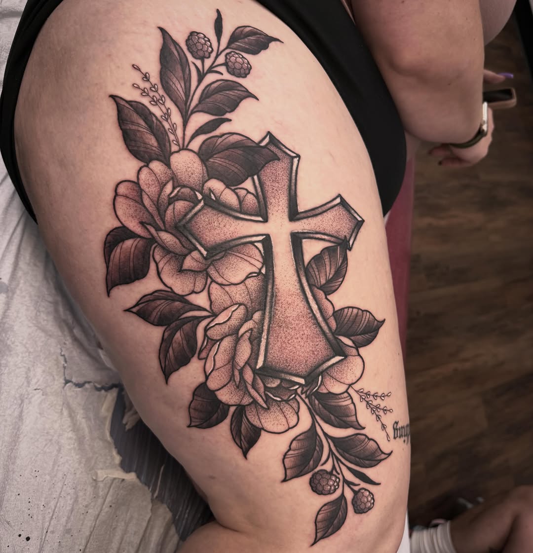 Tattoo by @sarahsynystertattoos — black_and_grey