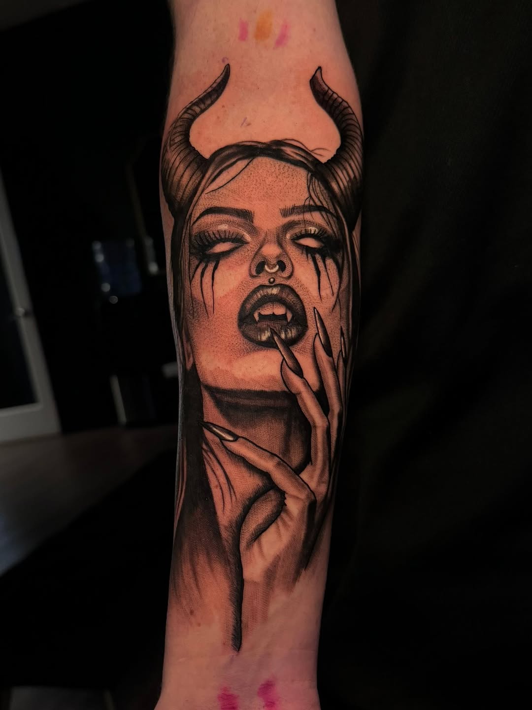 Tattoo by @beccactattoos — dark_realism, black_and_grey