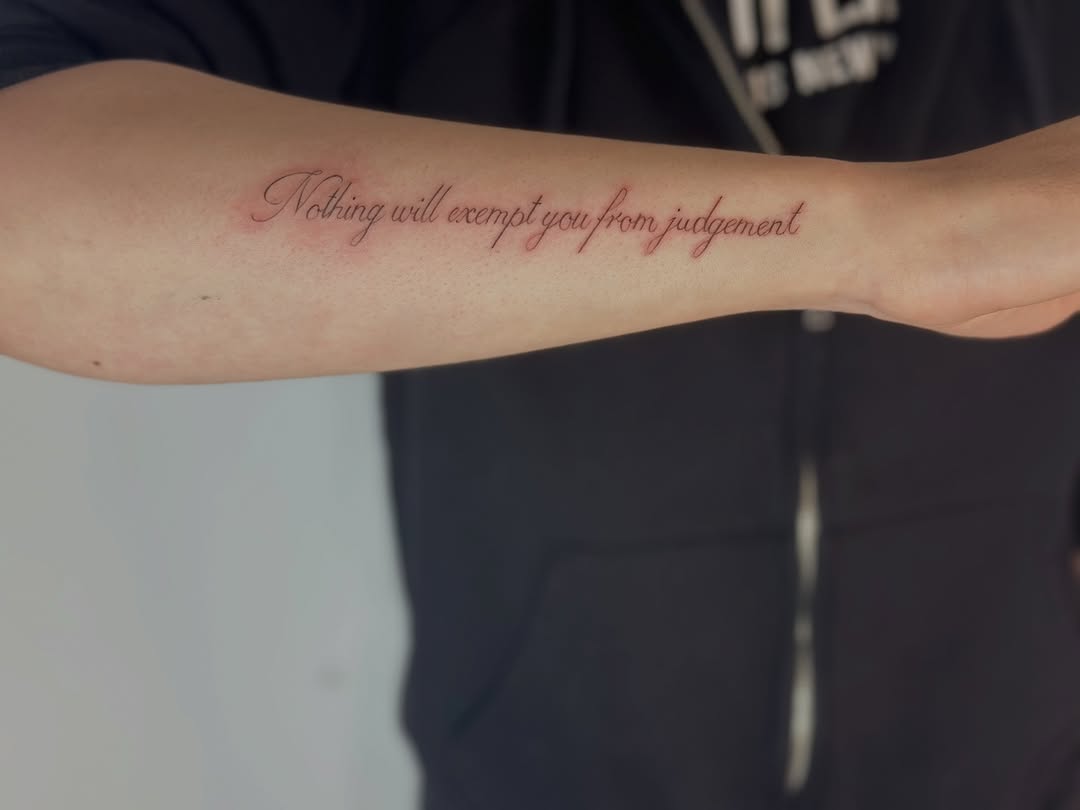 Tattoo by @cherryy.tattooist — lettering_script, fine_line