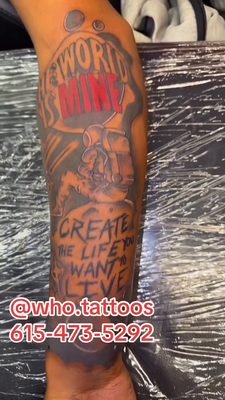 Tattoo by @who.tattoos โ lettering_script, illustrative