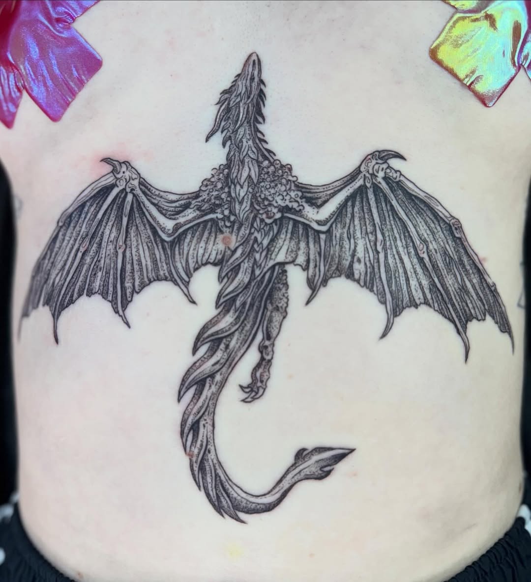 Tattoo by @writhingdirty — black_and_grey, illustrative