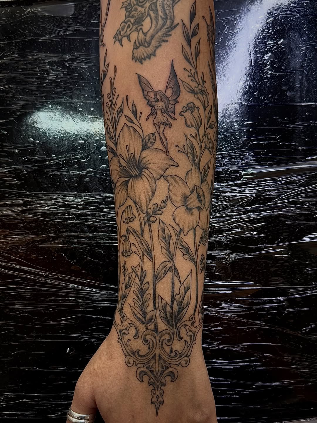 Tattoo by @mannytats — illustrative, black_and_grey