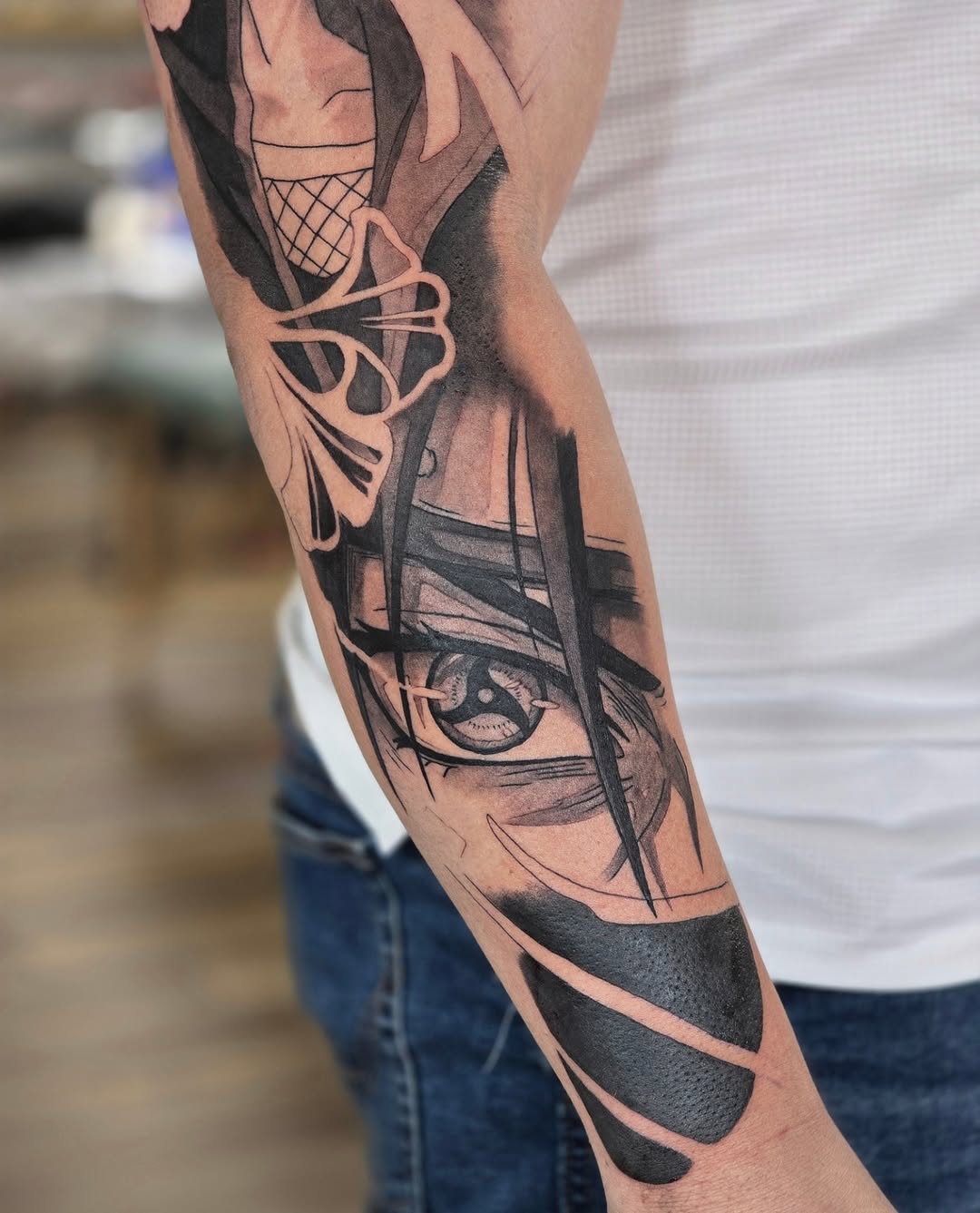 Tattoo by @dna_tattoos — anime, black_and_grey
