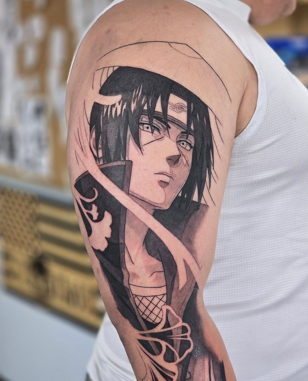 Tattoo by @dna_tattoos — anime, black_and_grey