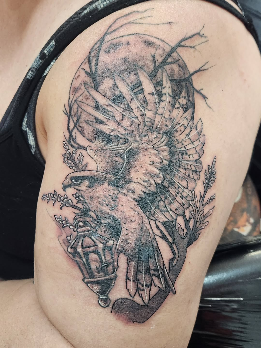 Tattoo by @lady_vonzombiaart — black_and_grey