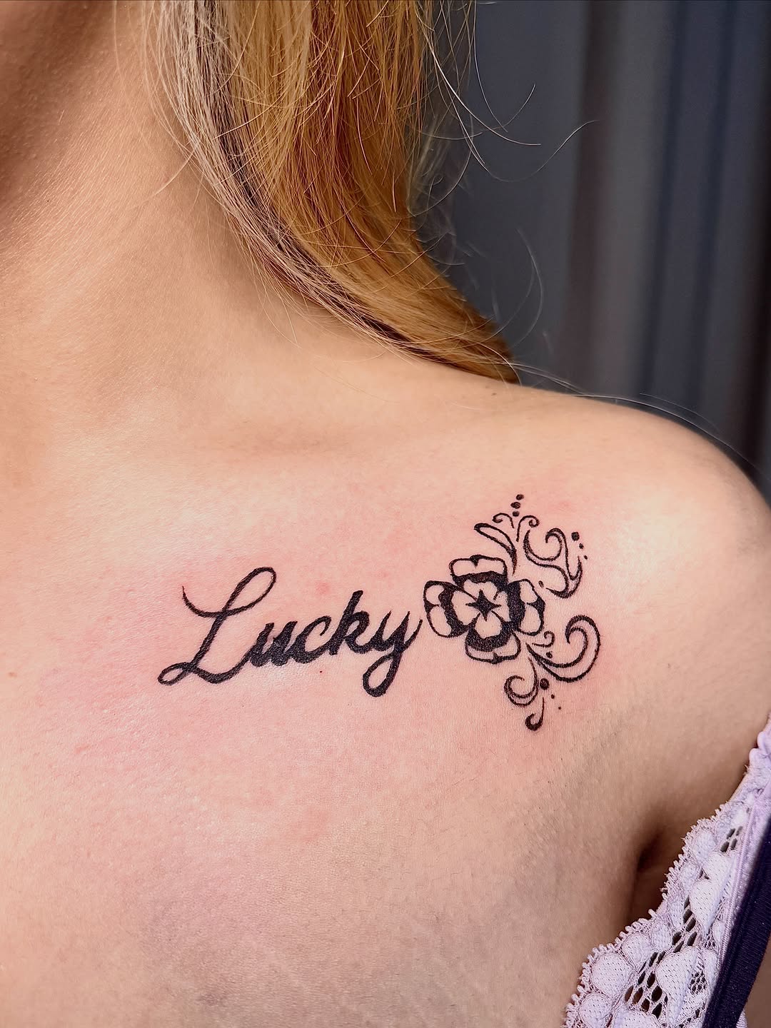 Tattoo by @gray.space.ink — lettering_script, fine_line