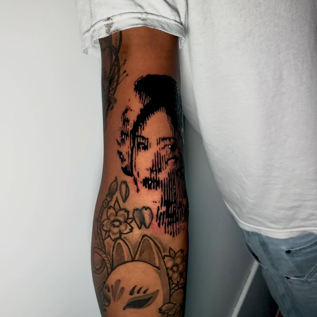 Tattoo by @kindaspiky — blackwork, illustrative