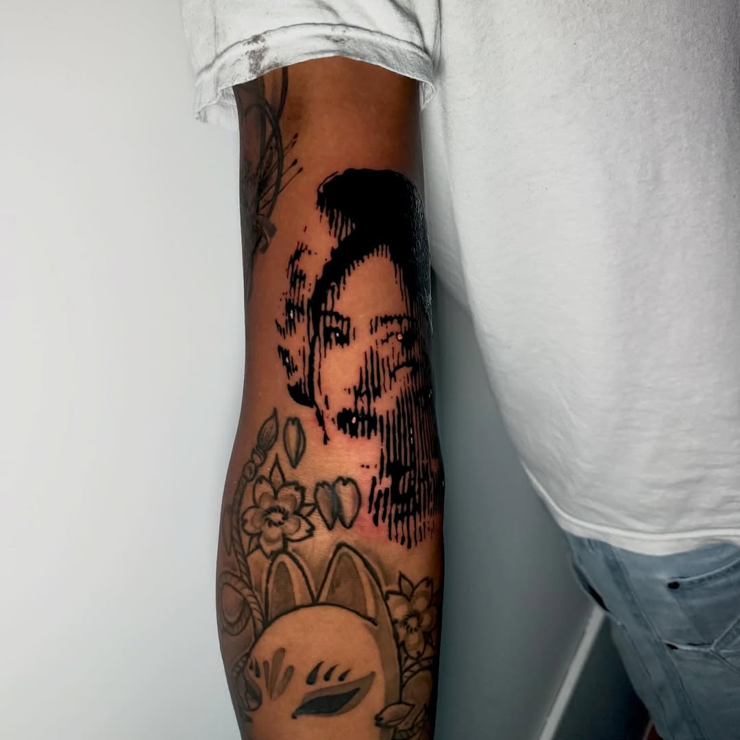 Tattoo by @kindaspiky — blackwork, illustrative