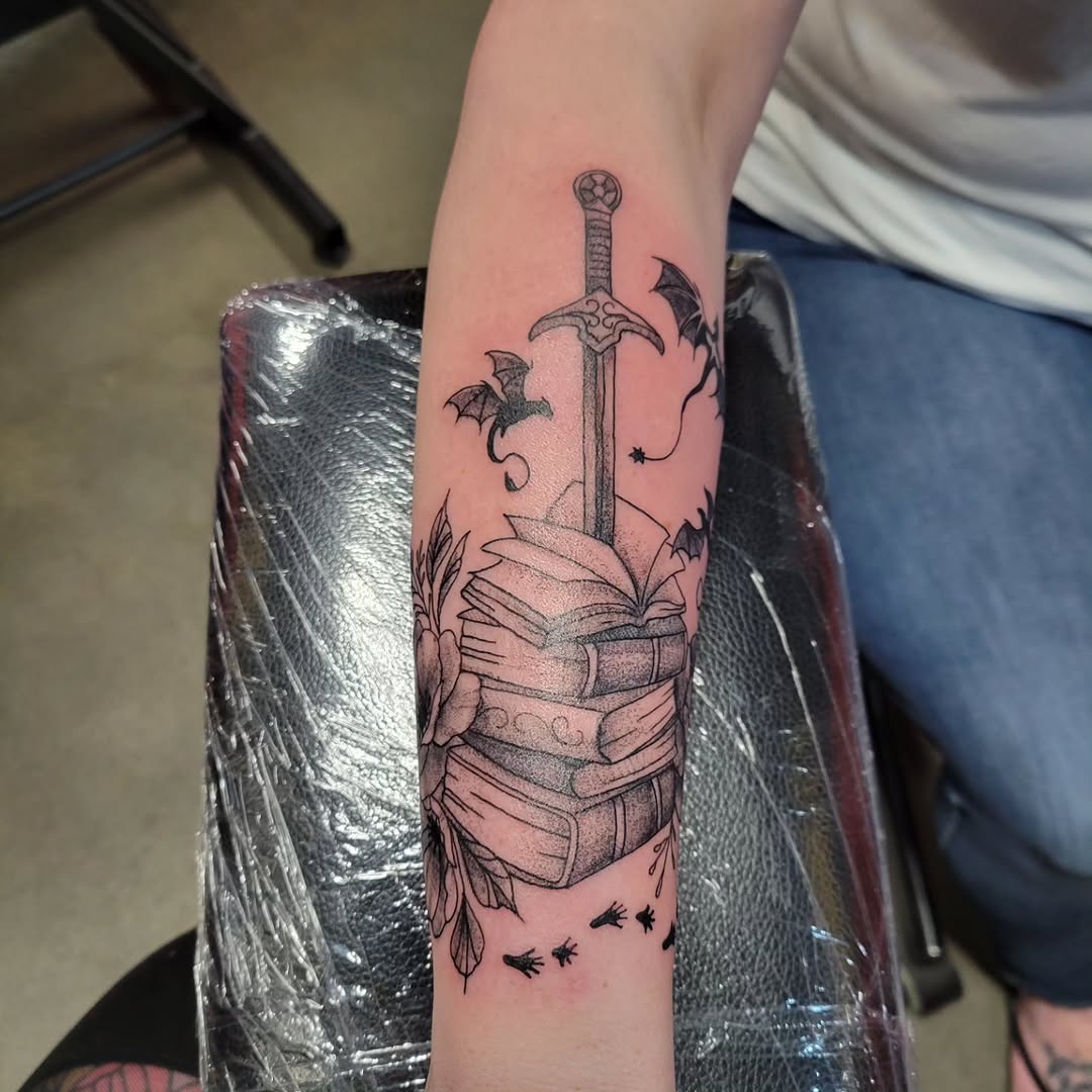 Tattoo by @nightmaristic — illustrative, black_and_grey