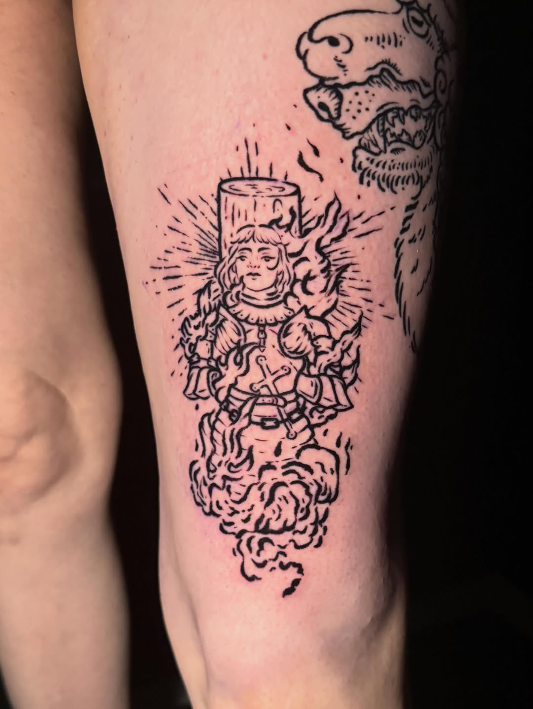 Tattoo by @tader.the.creator — illustrative, blackwork