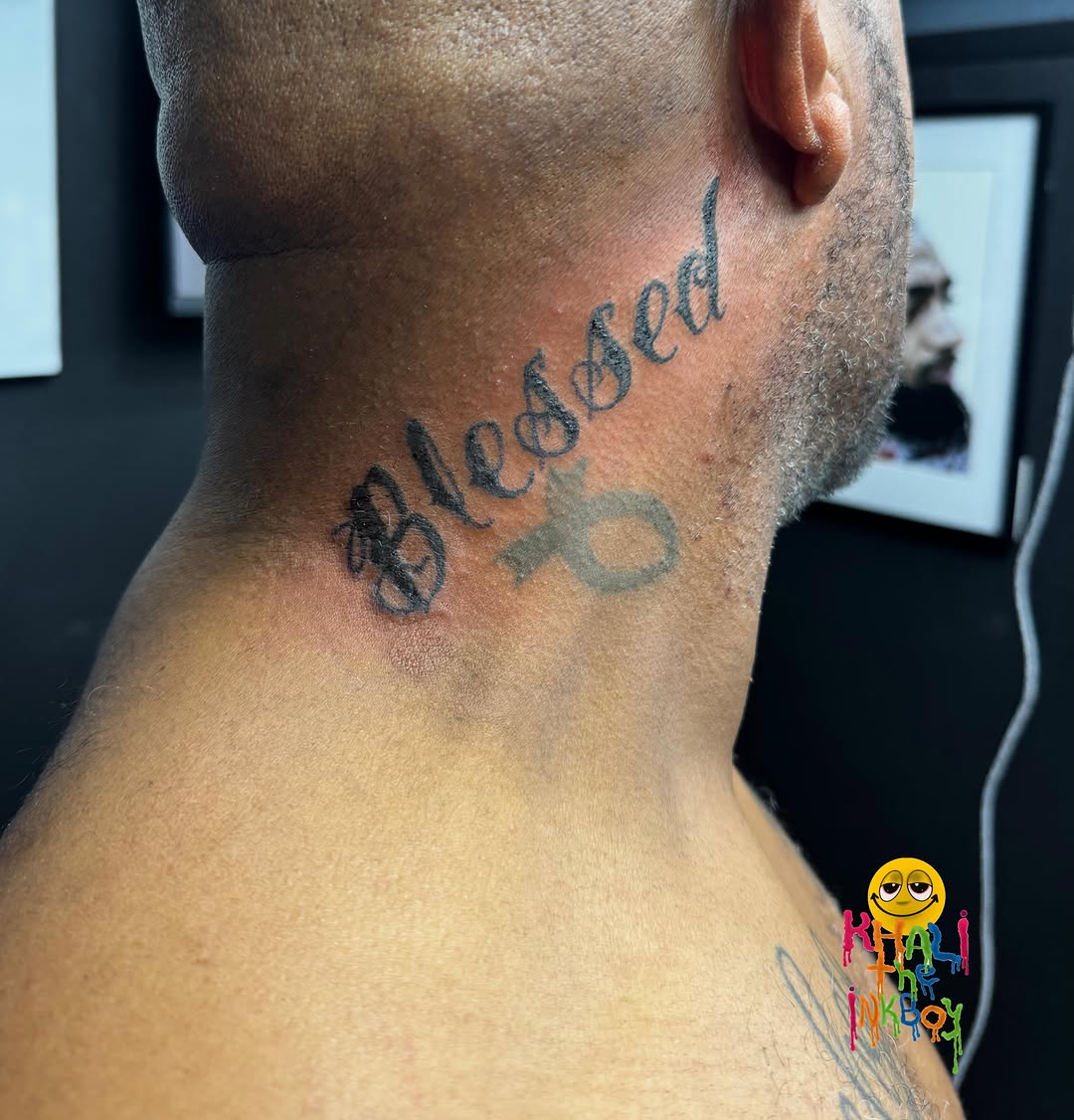 Tattoo by @khali.the.inkboy — lettering_script, illustrative