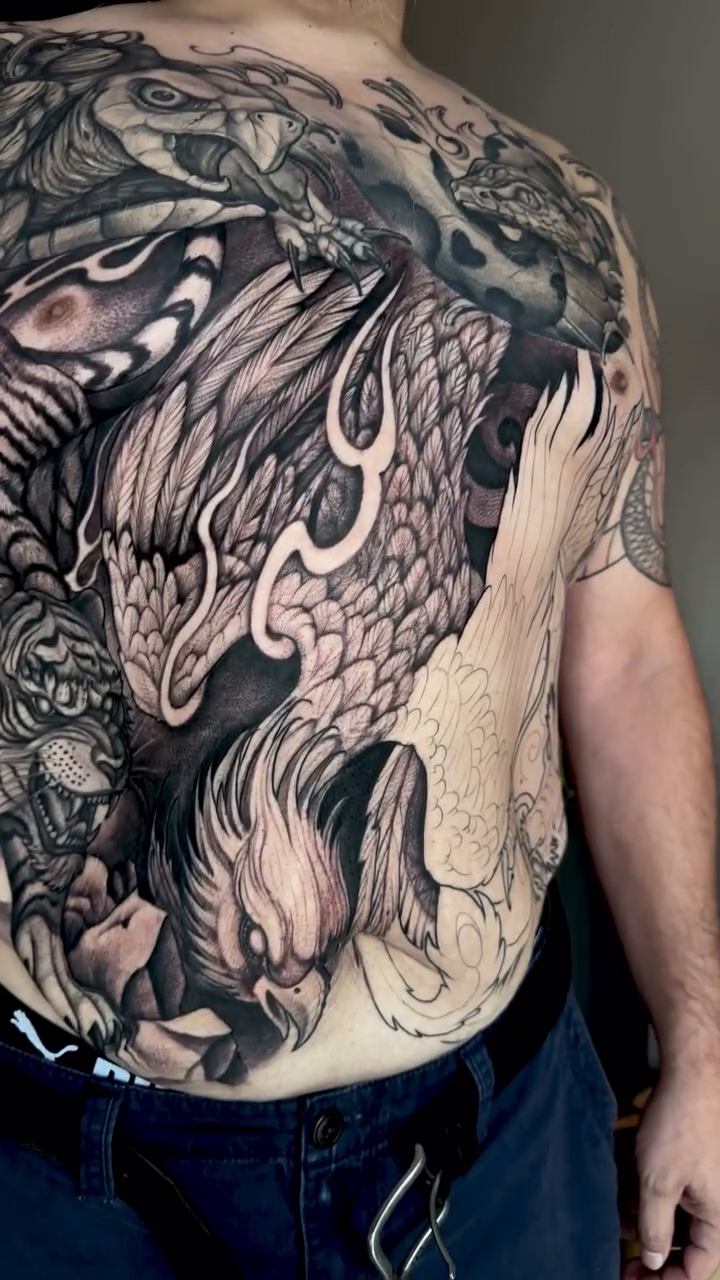 Tattoo by @tyatx — japanese_irezumi, black_and_grey