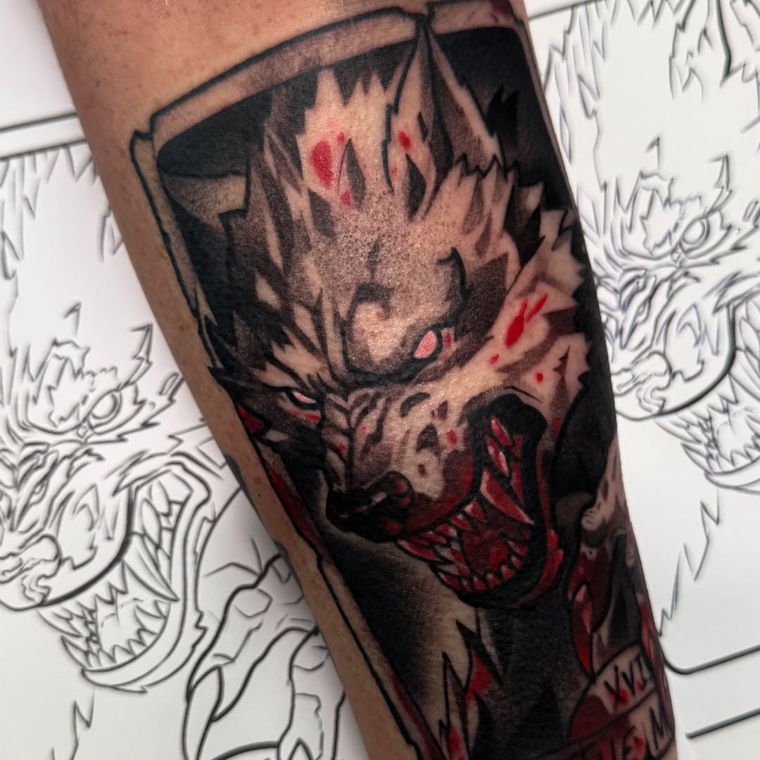 Tattoo by @_jaketattoos — dark_realism, blackwork
