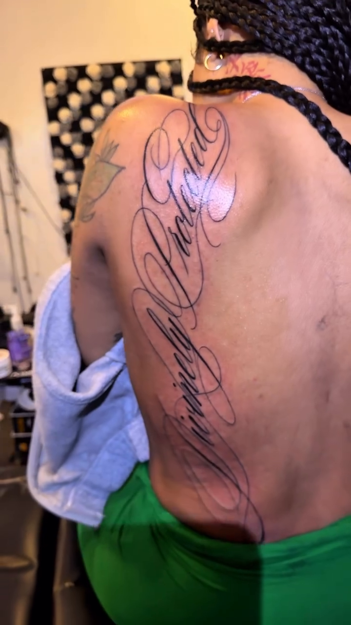 Tattoo by @2realink — lettering_script, fine_line