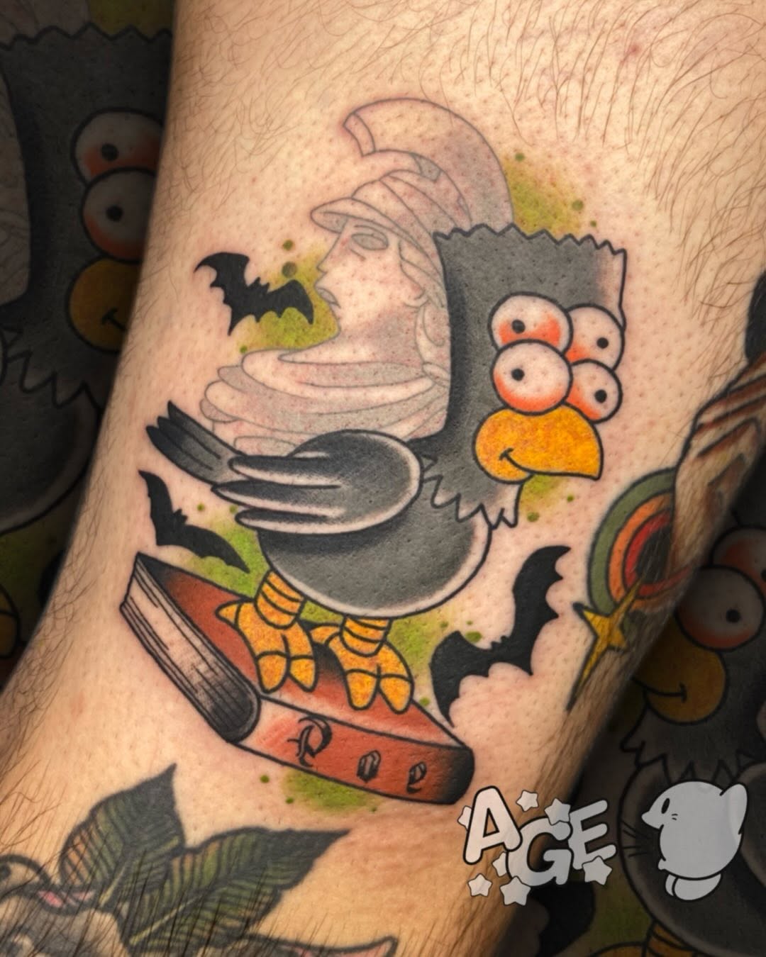 Tattoo by @agedragotattoo — new_school, trash_polka