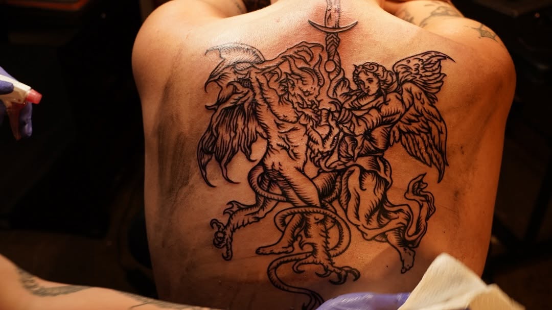 Tattoo by @rue_tattoos — blackwork