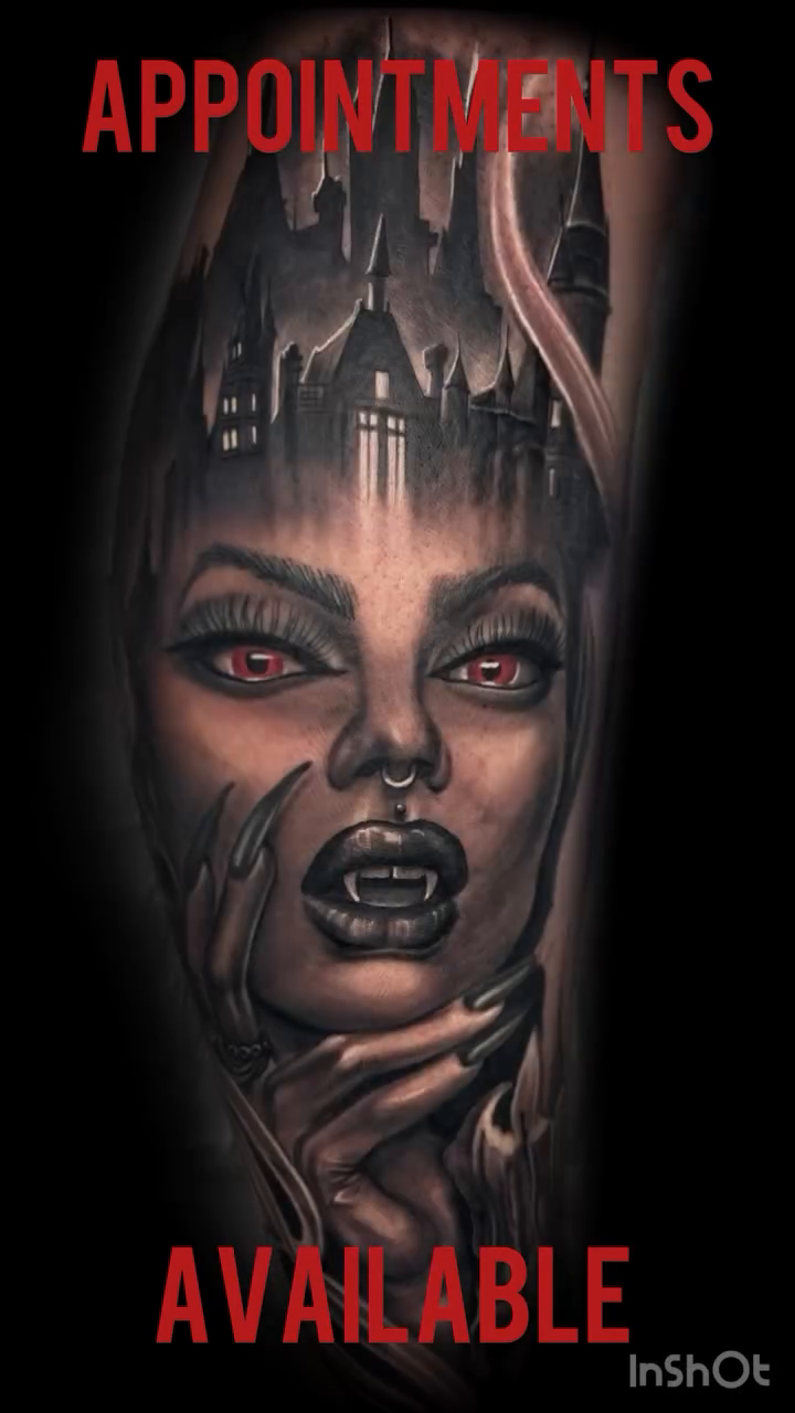 Tattoo by @karrissastitttattoos — dark_realism, black_and_grey