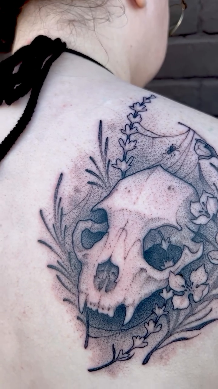 Tattoo by @trogdor_tattoo — black_and_grey, illustrative