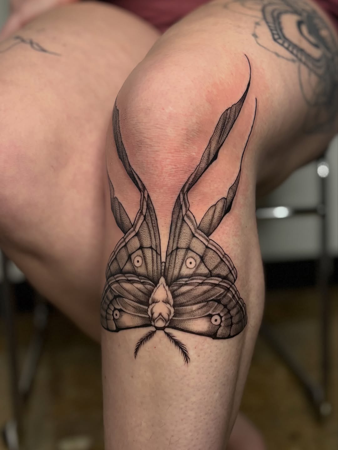 Tattoo by @thora_lorelei — dotwork, black_and_grey