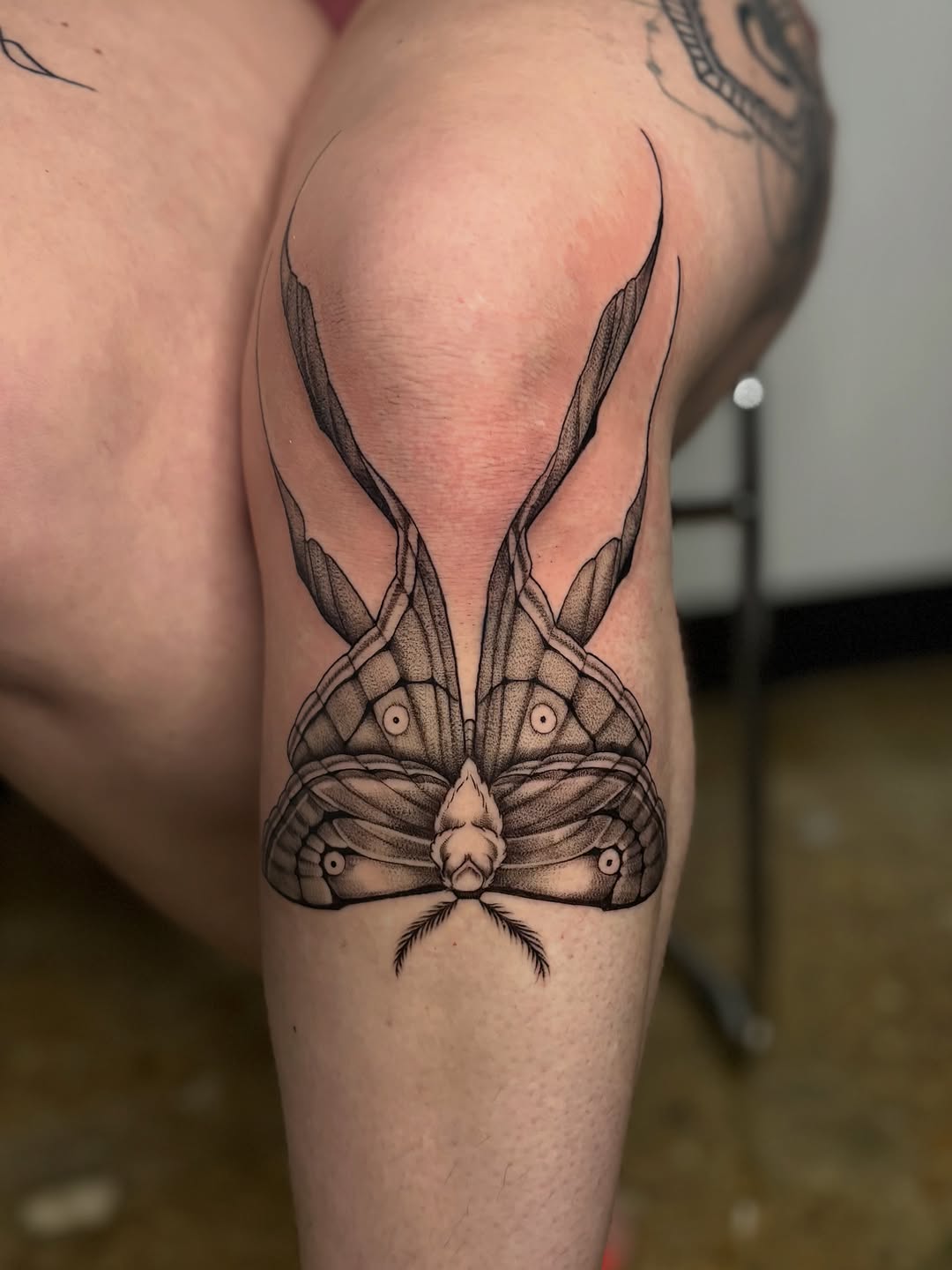 Tattoo by @thora_lorelei — dotwork, black_and_grey
