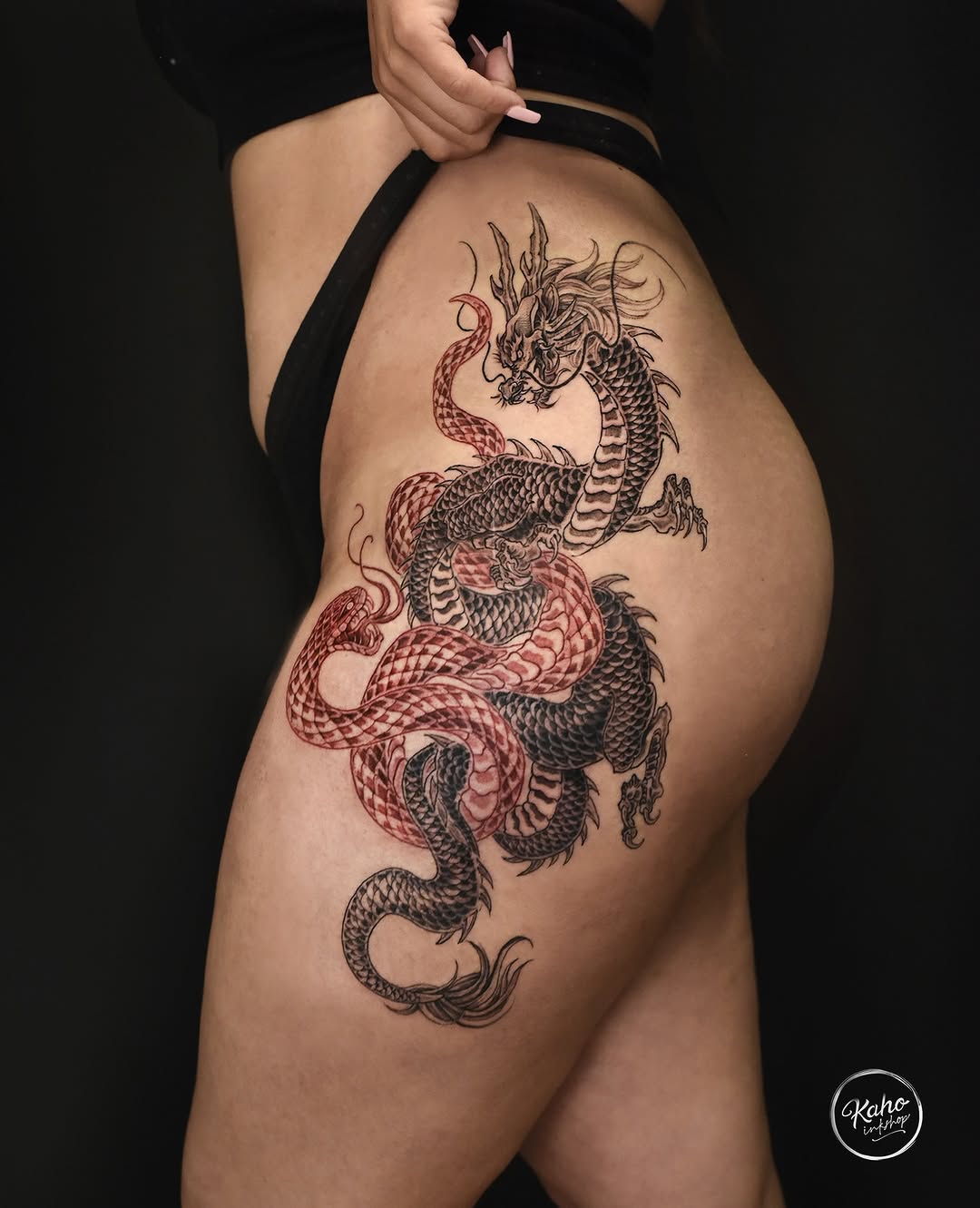 Tattoo by @kahoinkshop — japanese_irezumi, black_and_grey