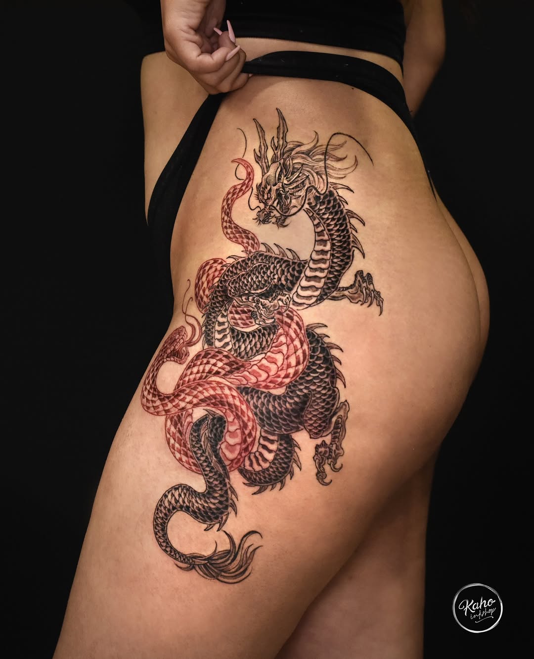 Tattoo by @kahoinkshop — japanese_irezumi, black_and_grey