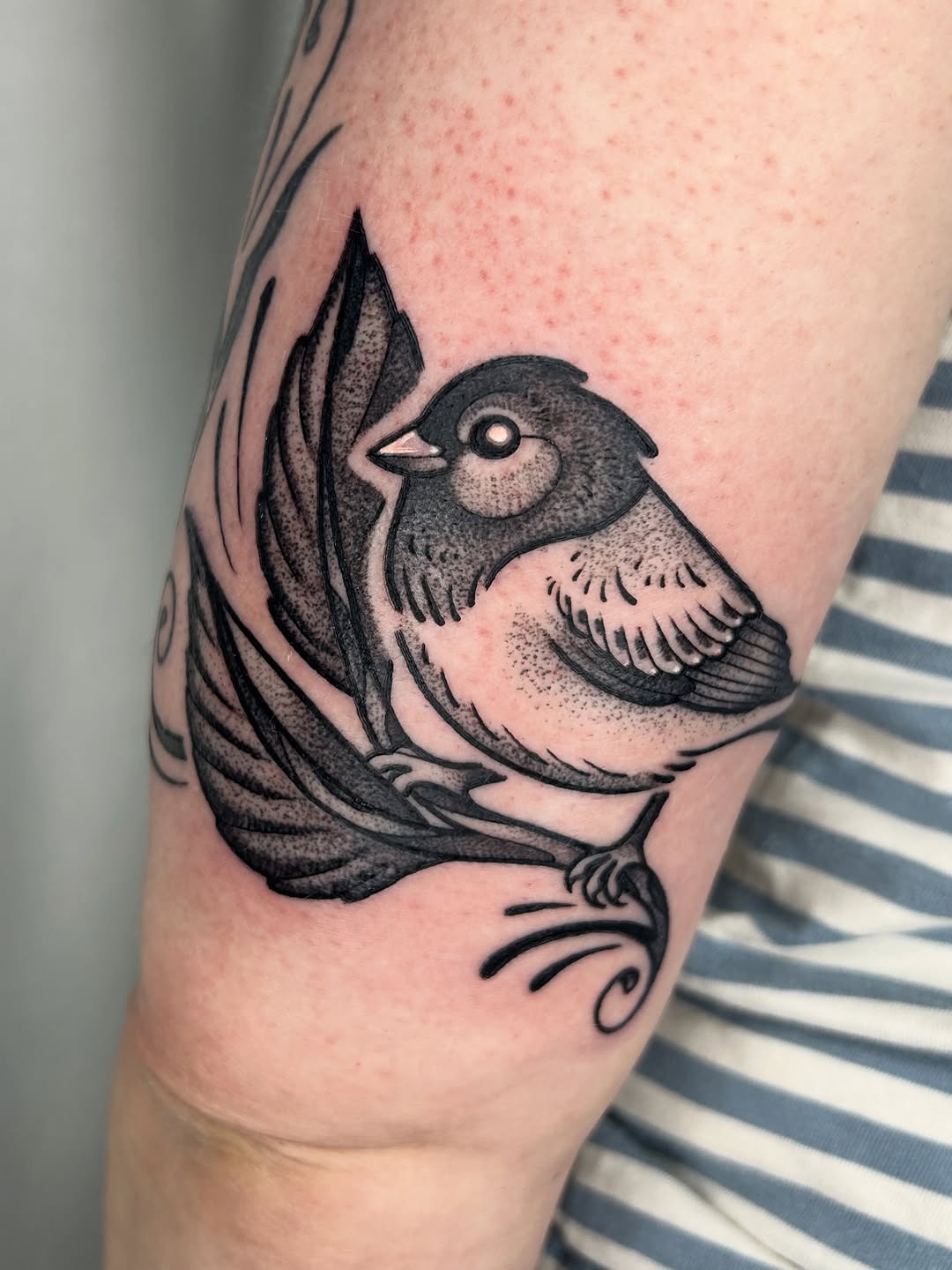 Tattoo by @cicadanymph — black_and_grey, fine_line