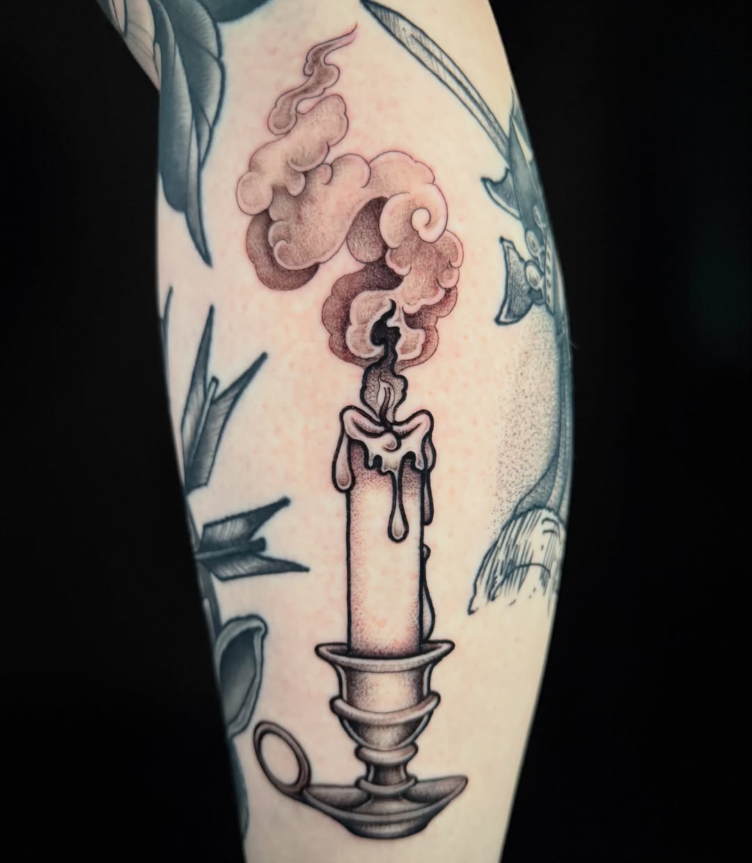 Tattoo by @etzeltattoo — black_and_grey, dotwork