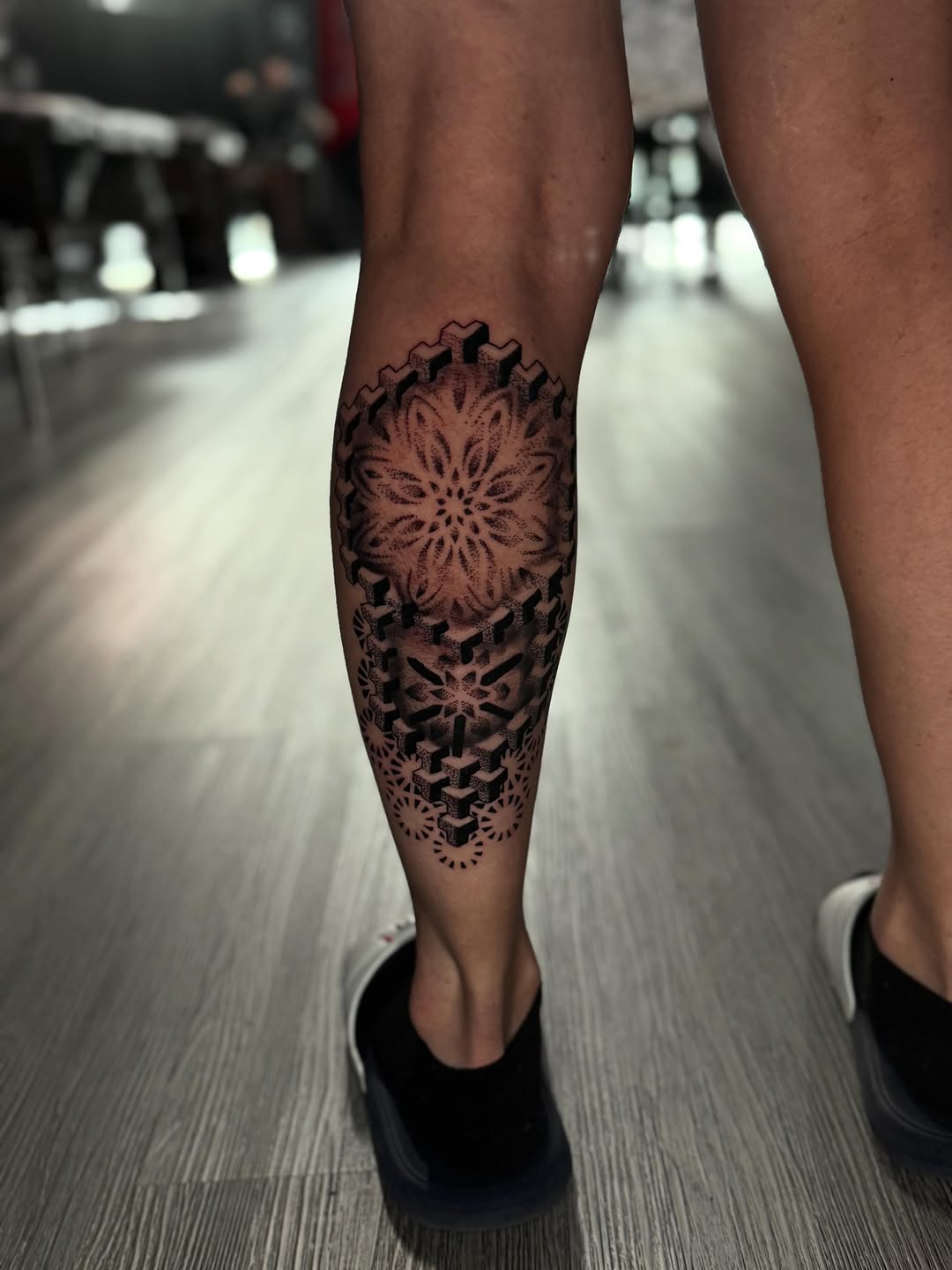 Tattoo by @unrendered_tattz — dotwork, geometric