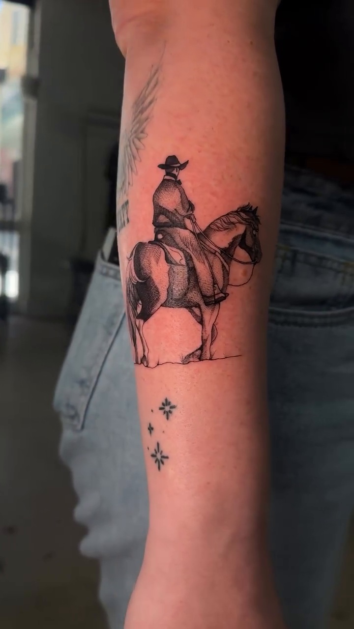 Tattoo by @trayye.ink — illustrative, black_and_grey