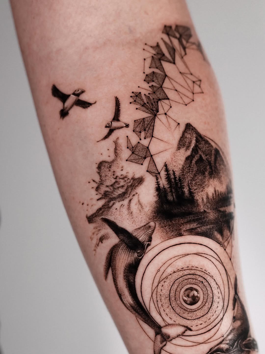 Tattoo by @nikitka.heretic — illustrative, geometric